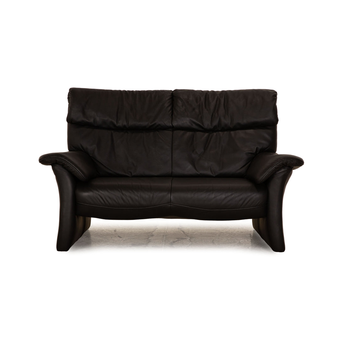 Koinor Corsica Leather Two Seater Black Sofa Couch