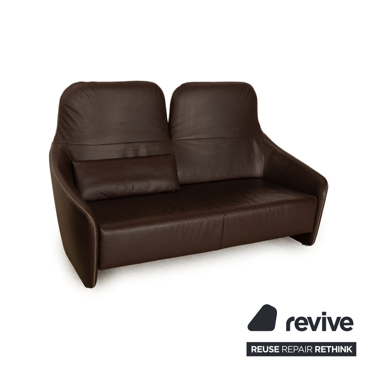Koinor Leather Three Seater Brown Manual Function Sofa Couch