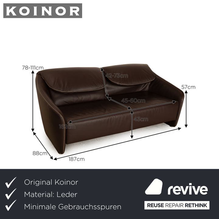 Koinor Leather Three Seater Brown Manual Function Sofa Couch