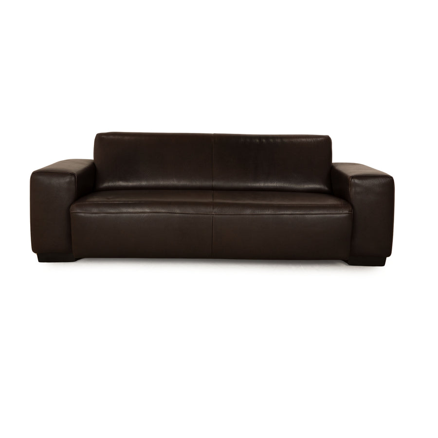 Koinor Leather Three Seater Brown Sofa Couch
