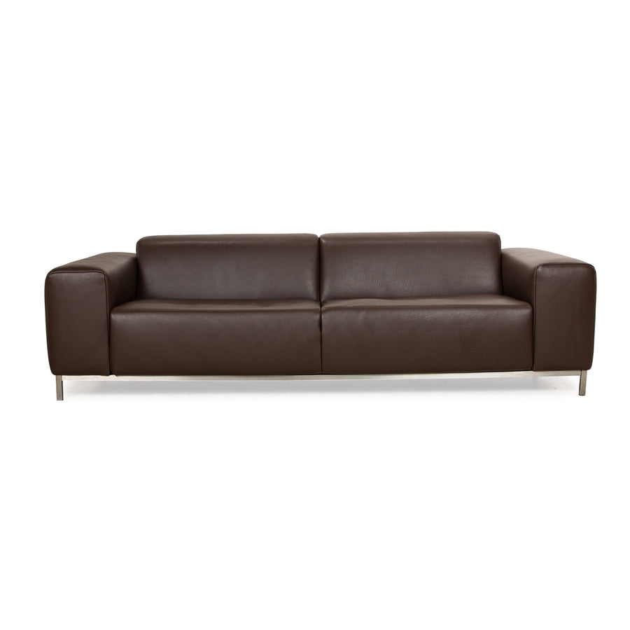 Koinor Leather Three Seater Brown Sofa Couch