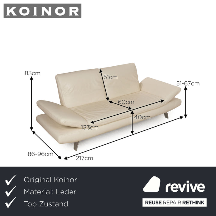 Koinor Leder Dreisitzer Creme manuelle Funktion Sofa Couch