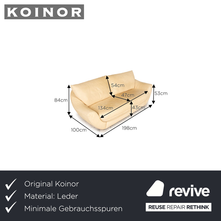 Koinor Leather Three Seater Cream Sofa Couch