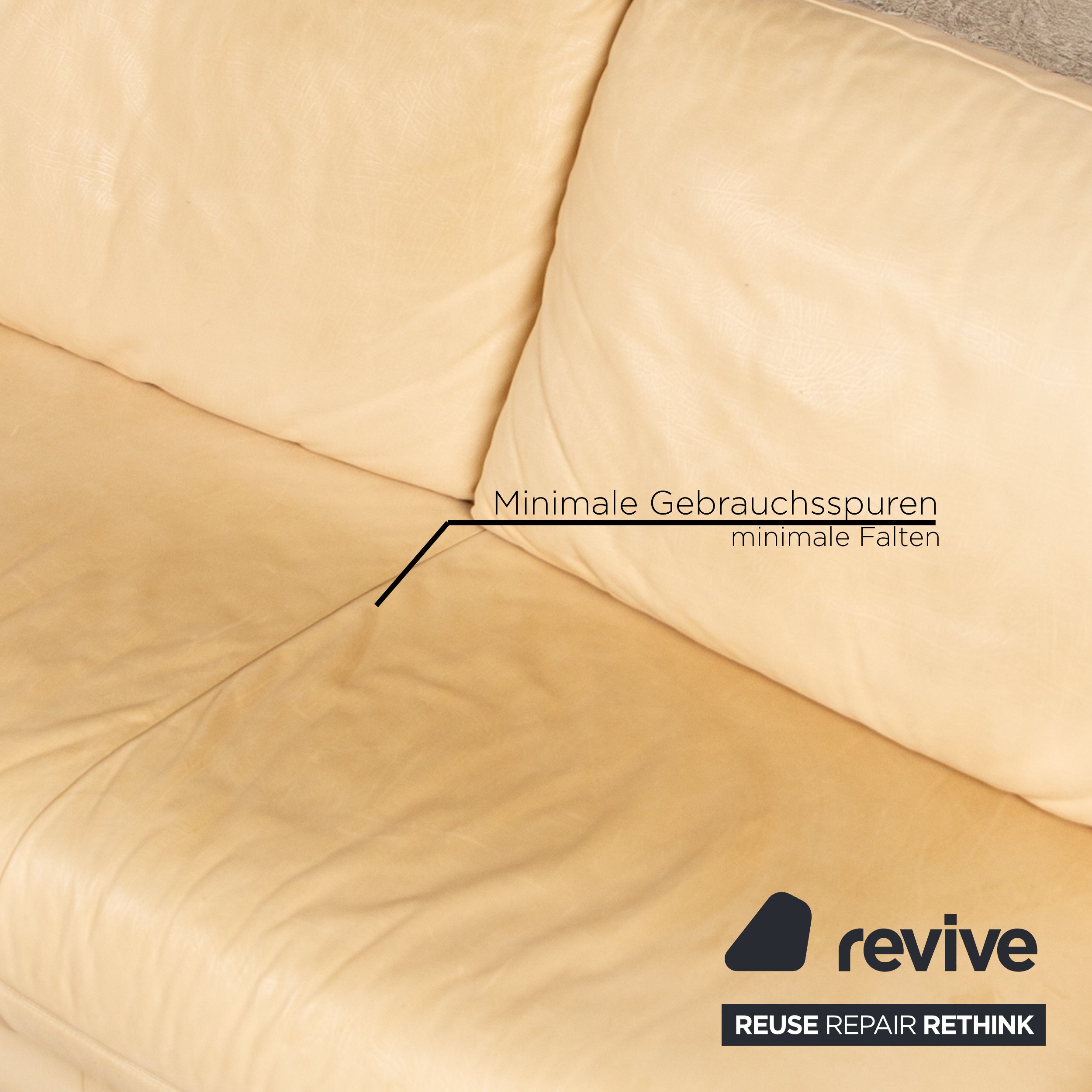 Koinor Leather Three Seater Cream Sofa Couch