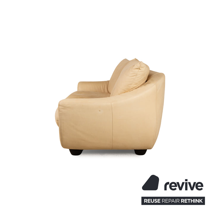 Koinor Leather Three Seater Cream Sofa Couch