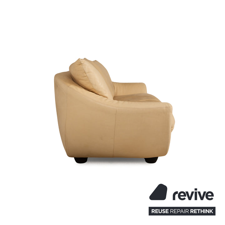 Koinor Leather Three Seater Cream Sofa Couch