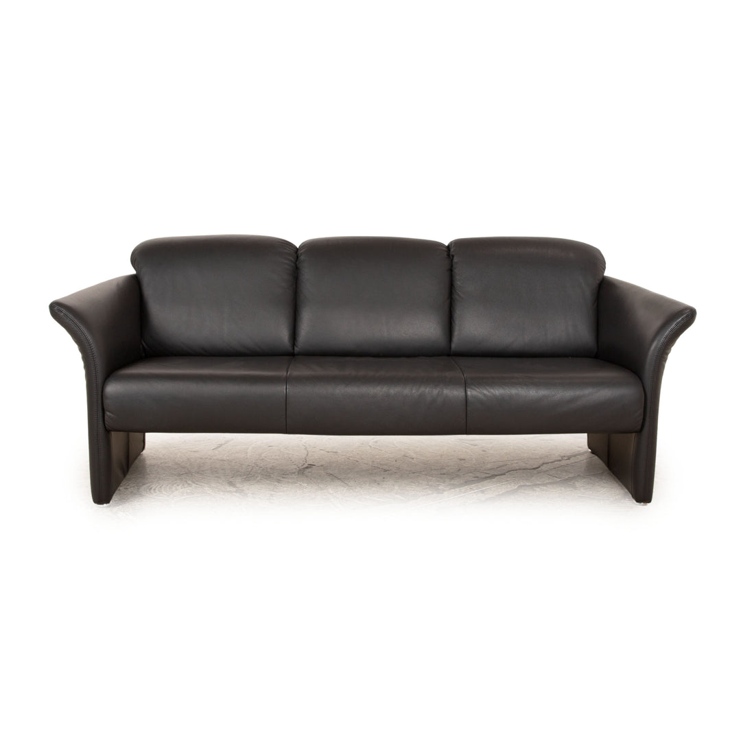 Koinor Leder Dreisitzer Grau Schwarz Sofa Couch