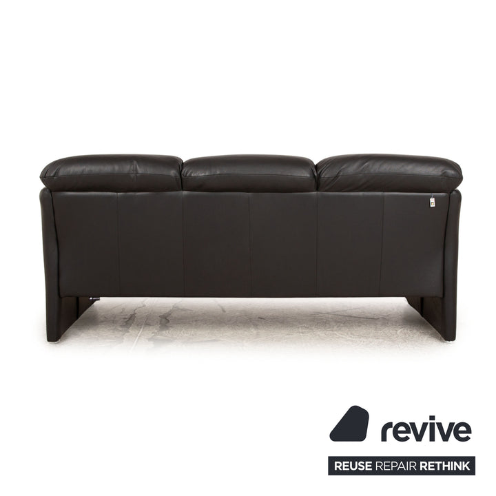 Koinor Leder Dreisitzer Grau Schwarz Sofa Couch