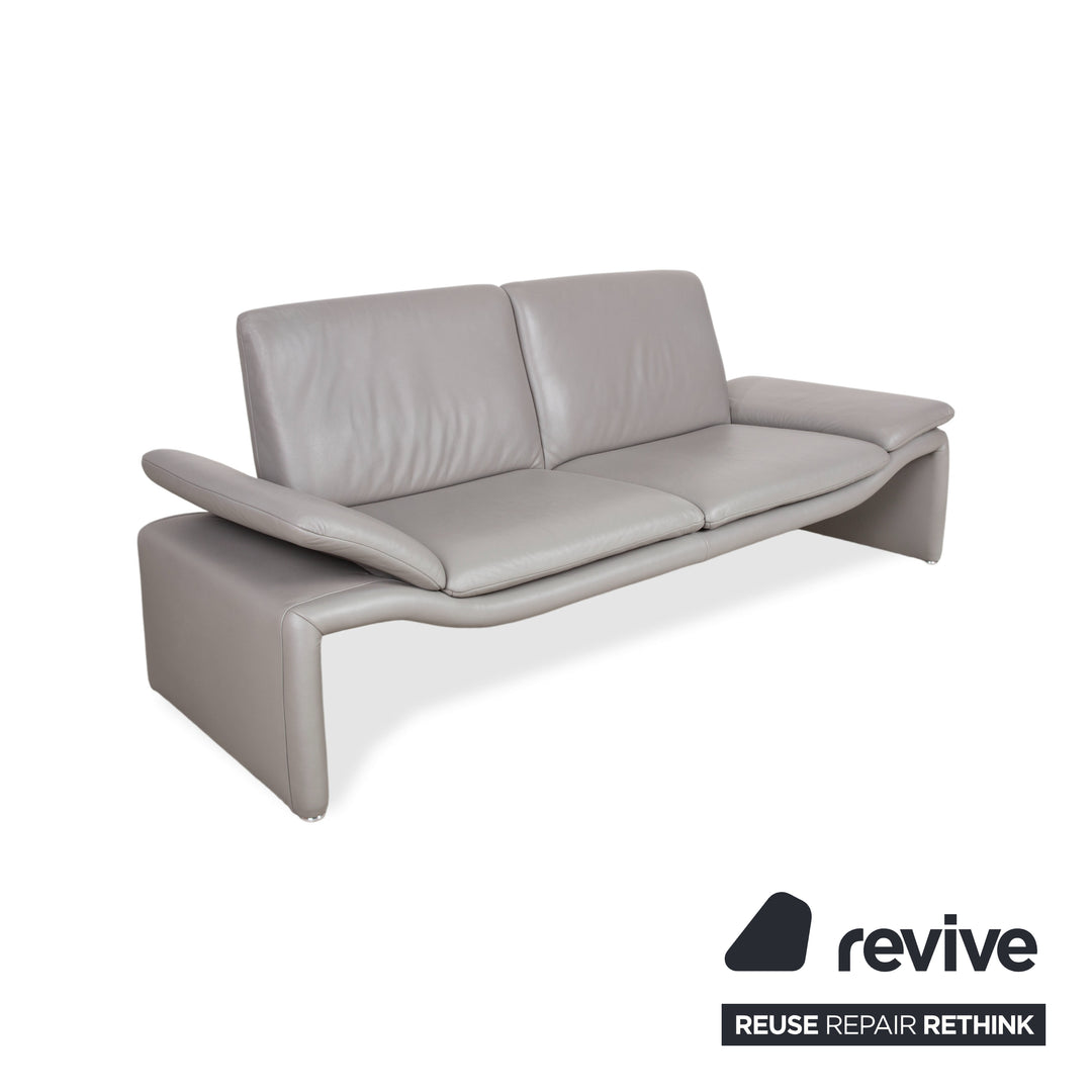 Koinor Leder Dreisitzer Grau Sofa Couch manuelle Funktion