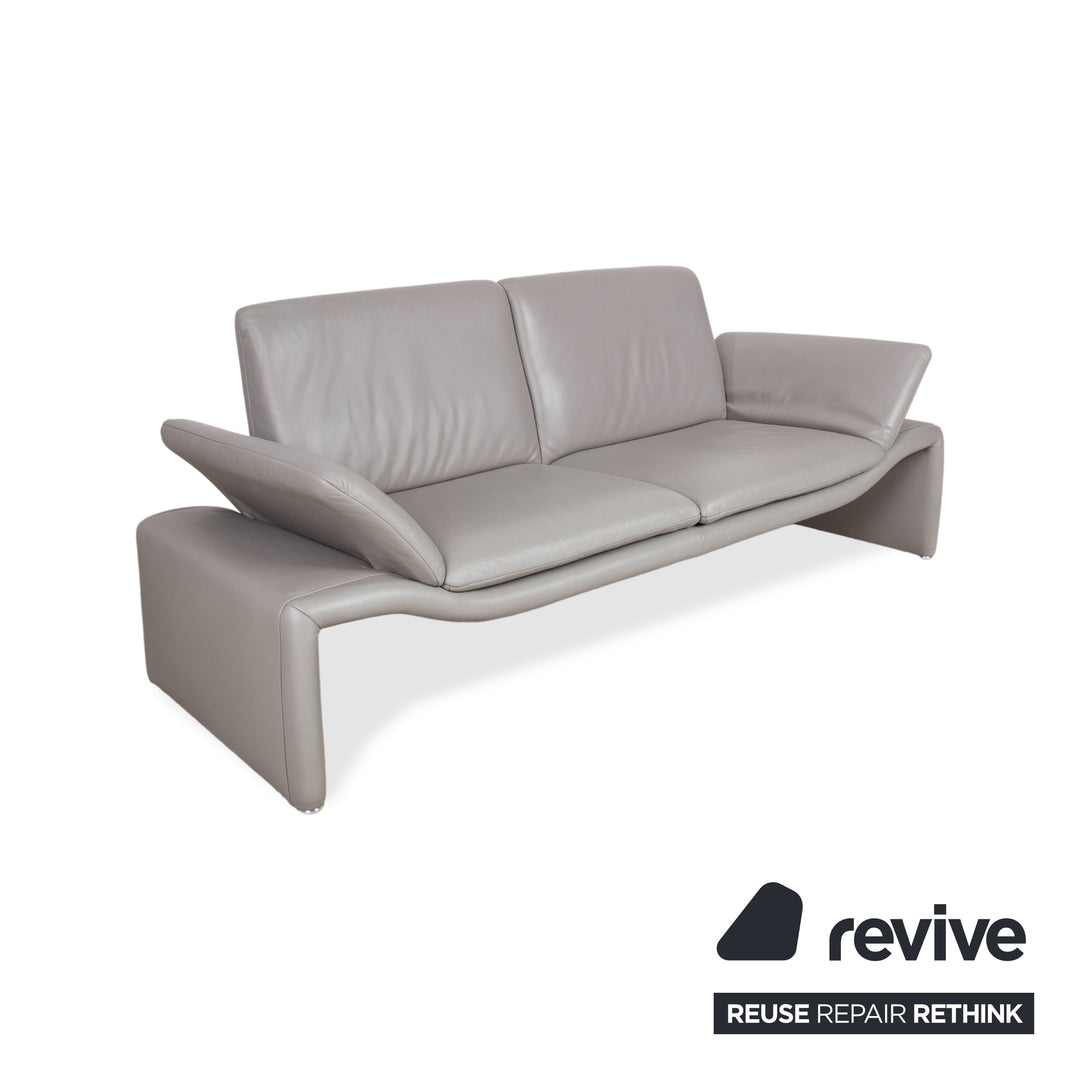 Koinor Leder Dreisitzer Grau Sofa Couch manuelle Funktion