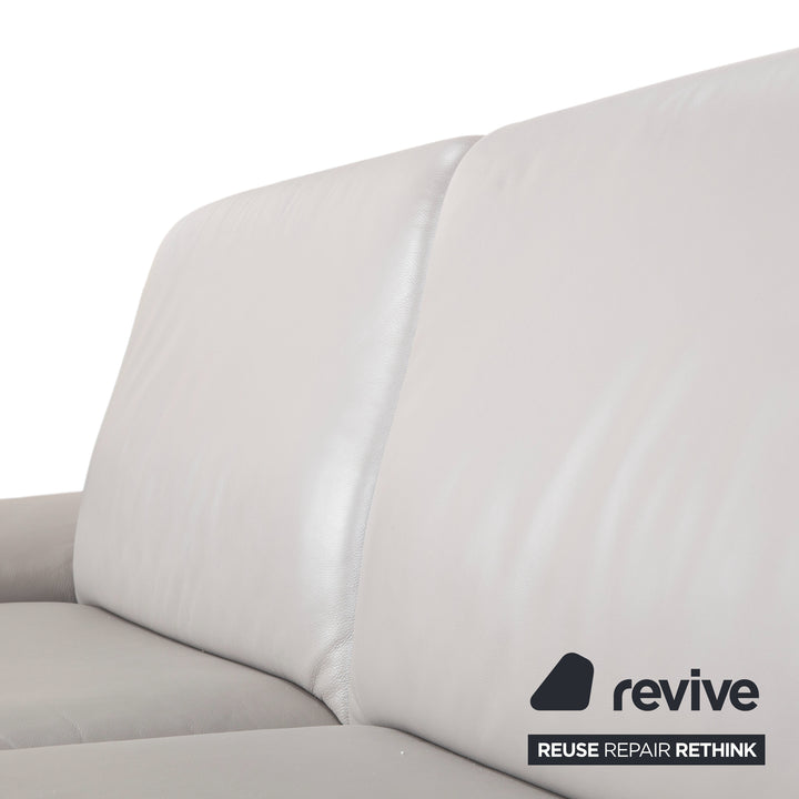 Koinor Leder Dreisitzer Grau Sofa Couch manuelle Funktion