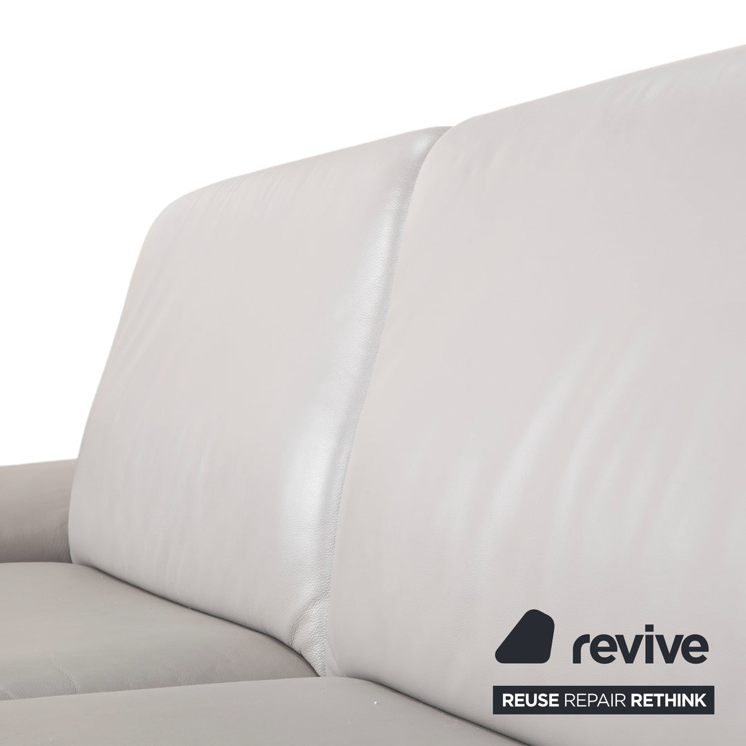 Koinor Leder Dreisitzer Grau Sofa Couch manuelle Funktion