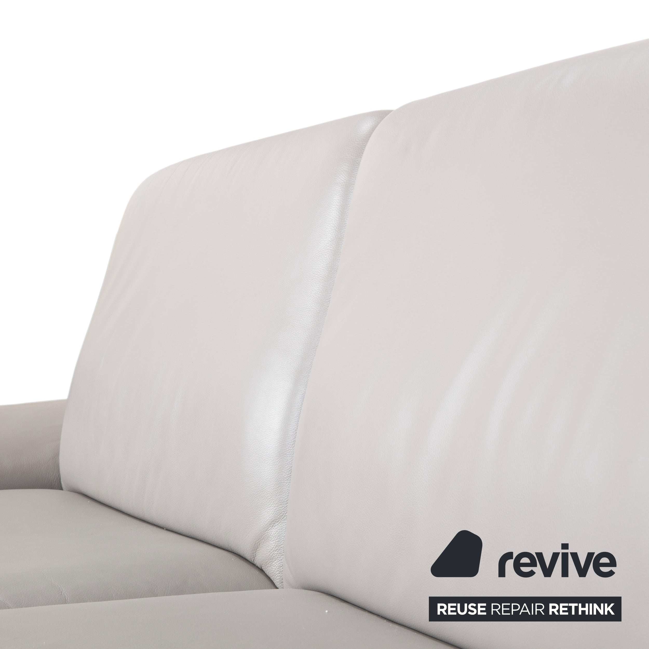 Koinor Leather Three-Seater Grey Sofa Manual Function