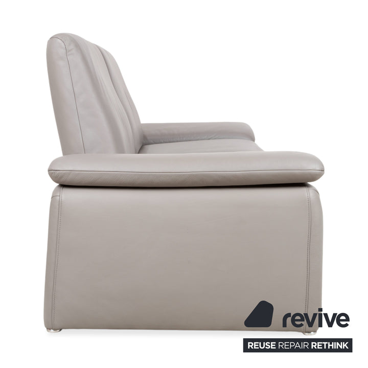 Koinor Leder Dreisitzer Grau Sofa Couch manuelle Funktion