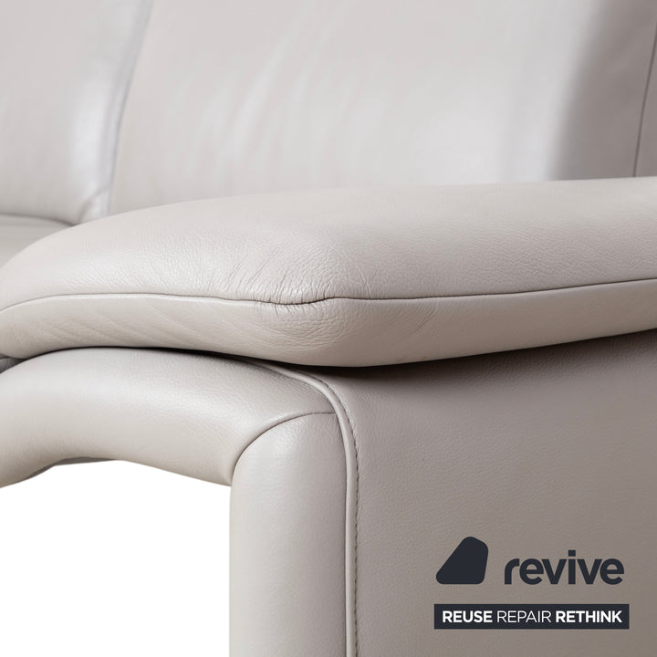 Koinor Leder Dreisitzer Grau Sofa Couch manuelle Funktion