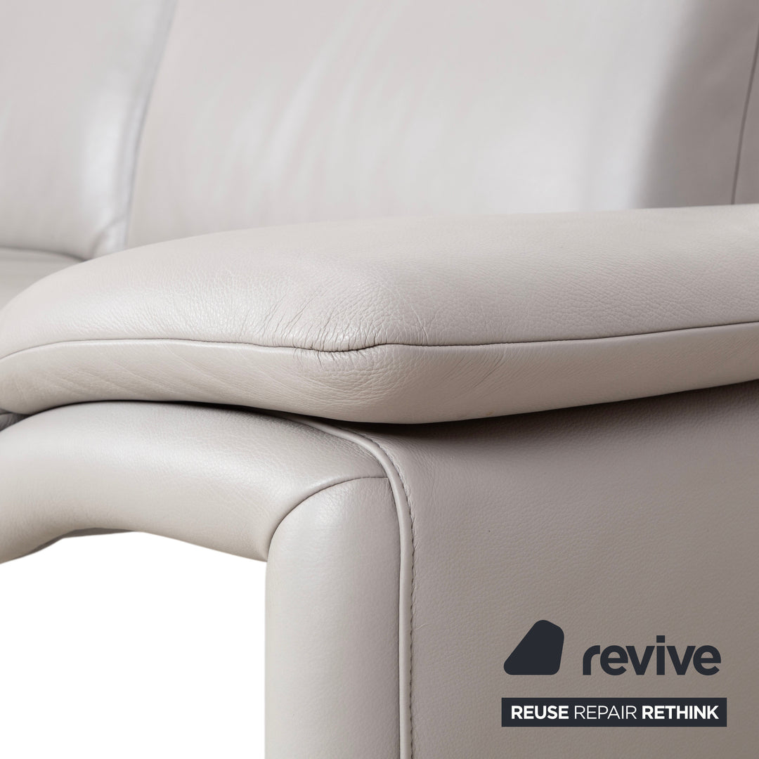Koinor Leder Dreisitzer Grau Sofa Couch manuelle Funktion