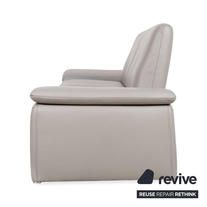 Koinor Leder Dreisitzer Grau Sofa Couch manuelle Funktion