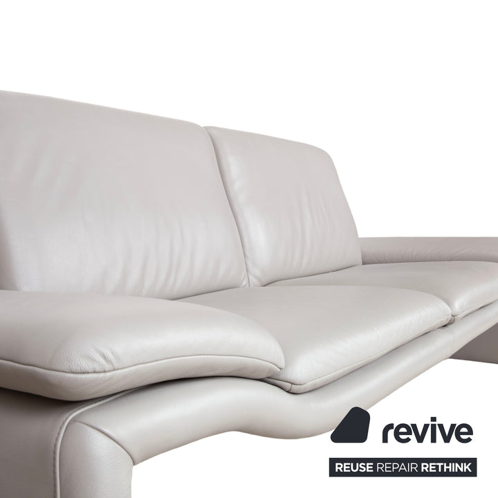 Koinor Leder Dreisitzer Grau Sofa Couch manuelle Funktion