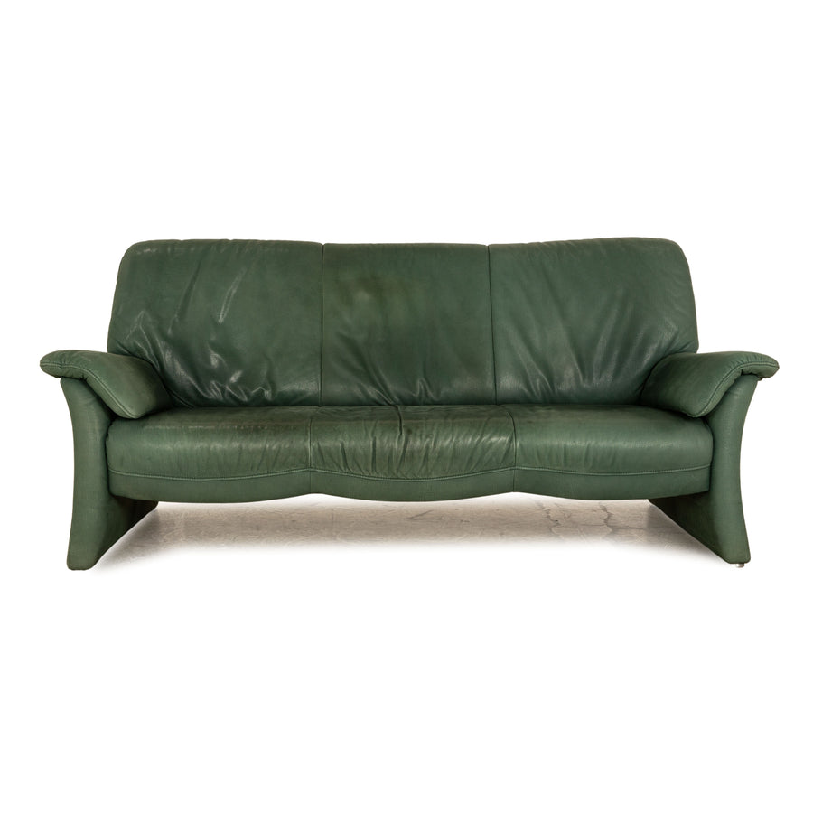 Koinor Leather Three Seater Green Sofa Couch
