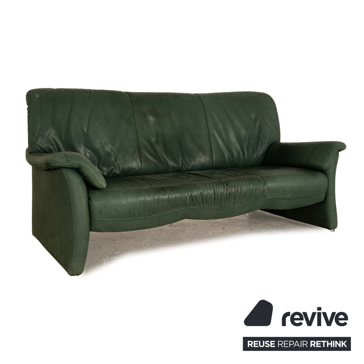 Koinor Leather Three Seater Green Sofa Couch