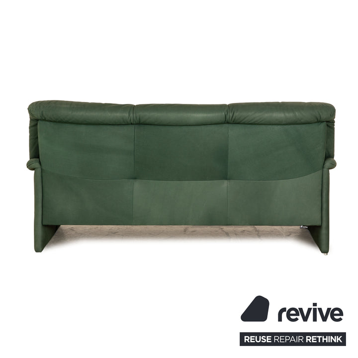 Koinor Leather Three Seater Green Sofa Couch