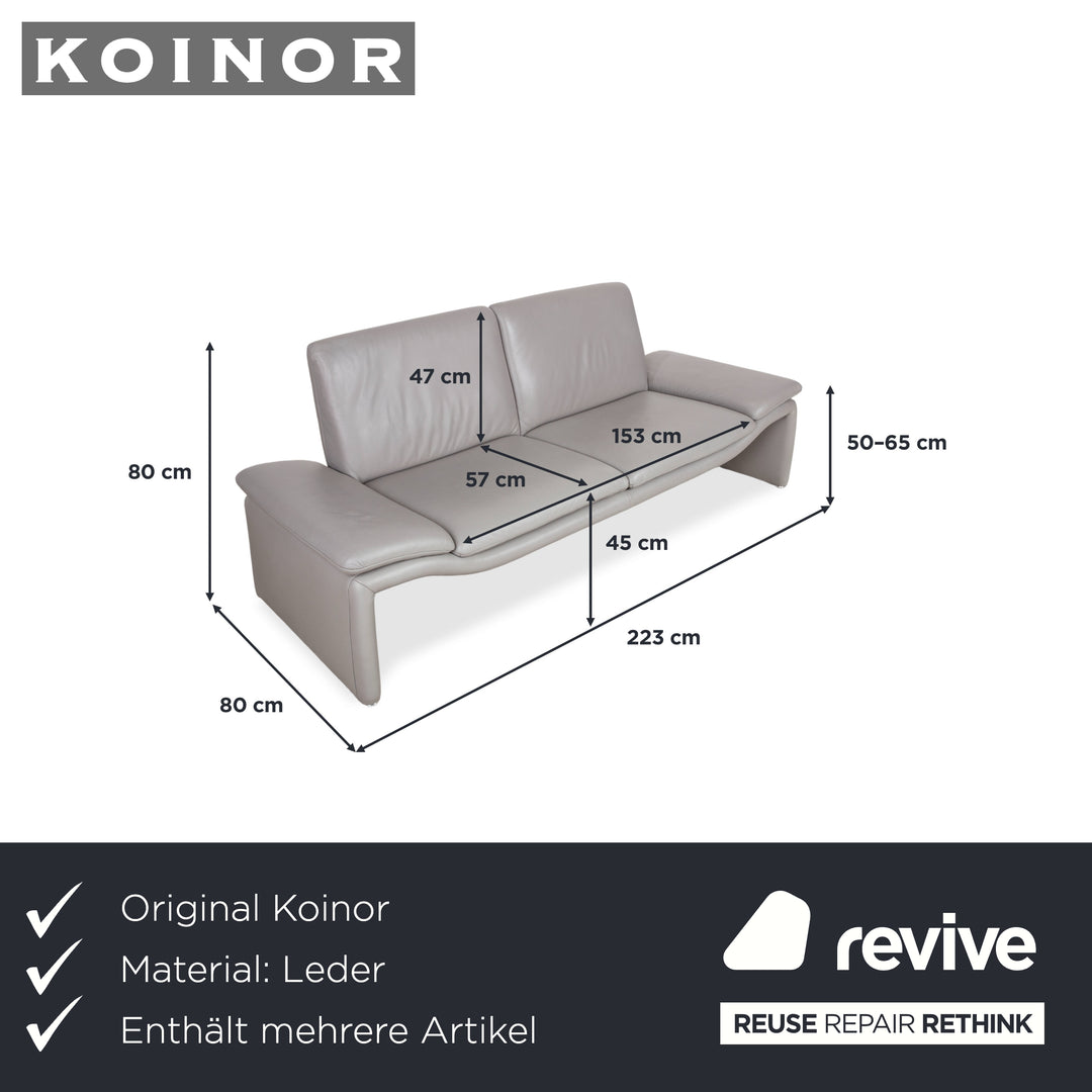 Koinor Cuir trois places repose-pieds Gris Canapé divan fonction manuelle