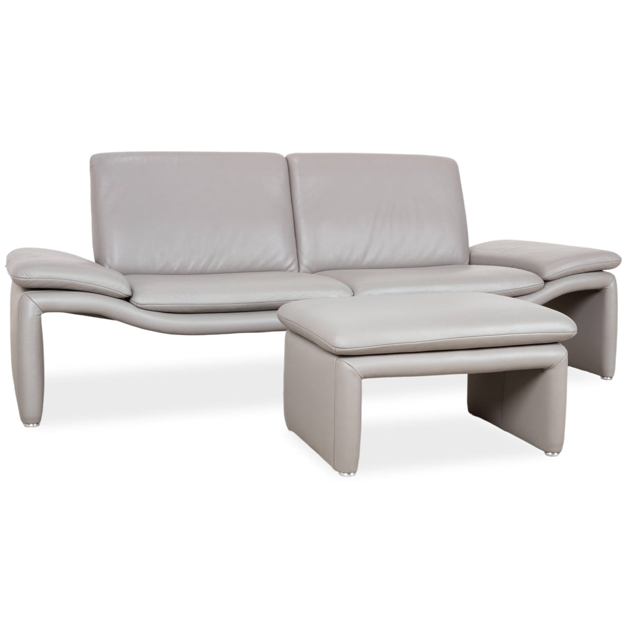 Koinor Leder Dreisitzer Hocker Grau Sofa Couch manuelle Funktion
