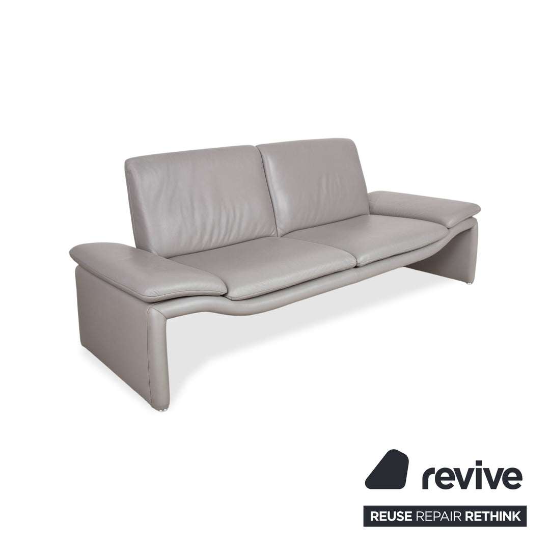 Koinor Leder Dreisitzer Hocker Grau Sofa Couch manuelle Funktion