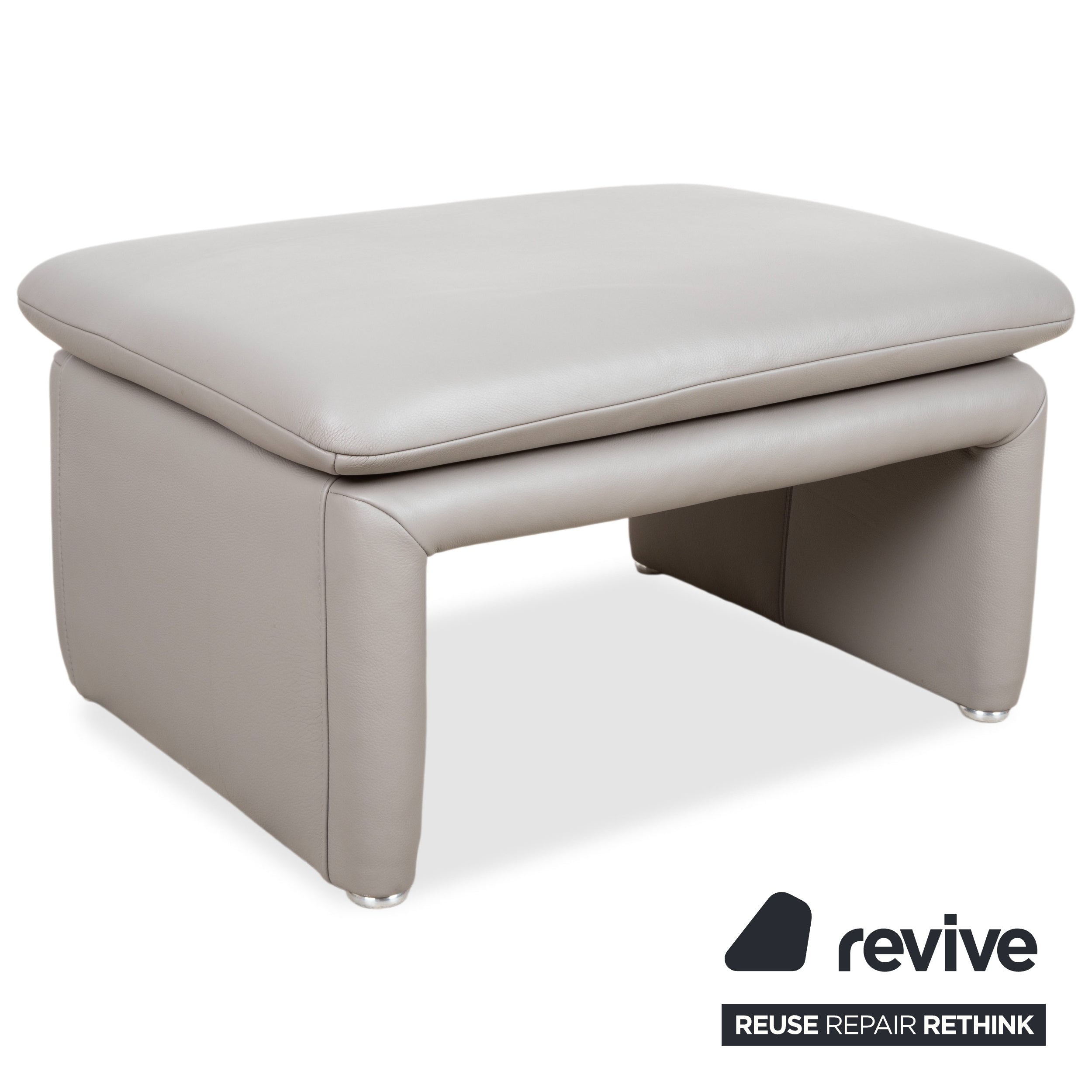 Koinor Leather Three-Seater Sofa Stool Grey Sofa Couch Manual Function