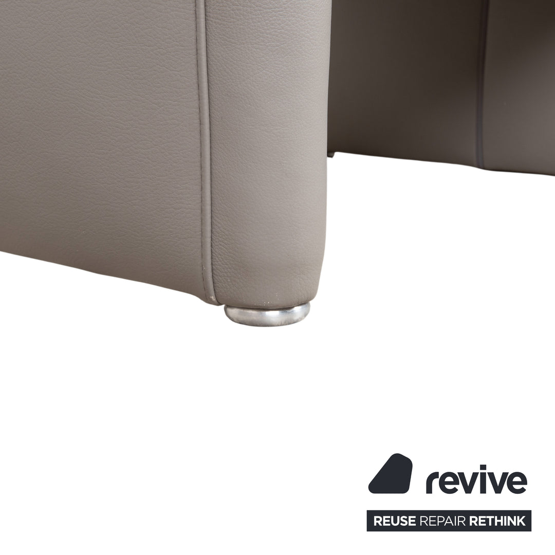 Koinor Cuir trois places repose-pieds Gris Canapé divan fonction manuelle