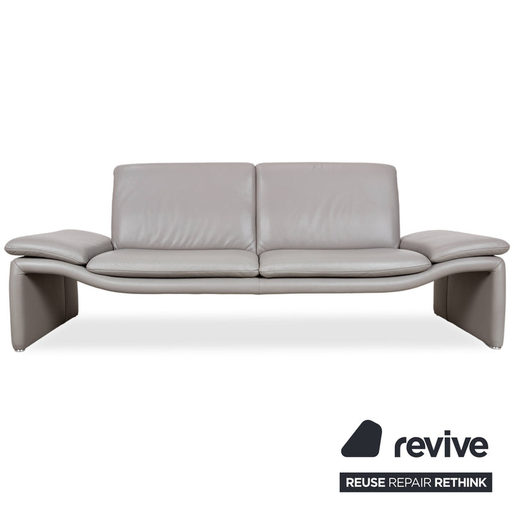 Koinor Leder Dreisitzer Hocker Grau Sofa Couch manuelle Funktion