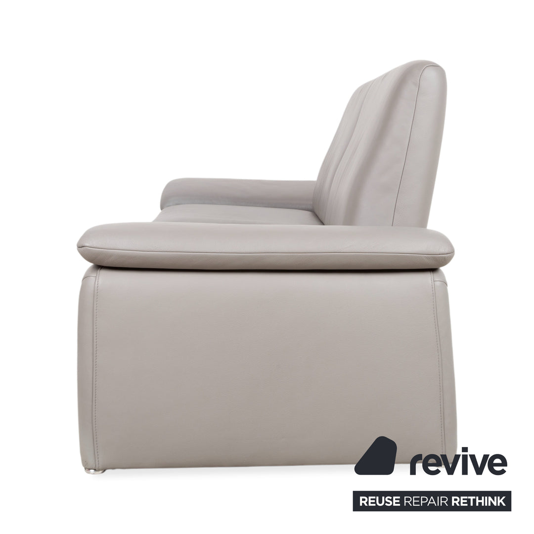 Koinor Leder Dreisitzer Hocker Grau Sofa Couch manuelle Funktion