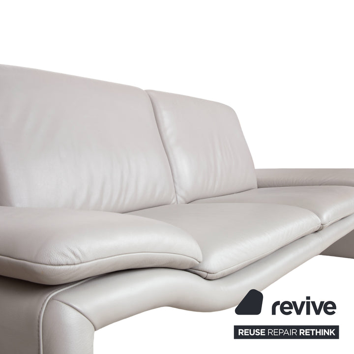 Koinor Leder Dreisitzer Hocker Grau Sofa Couch manuelle Funktion