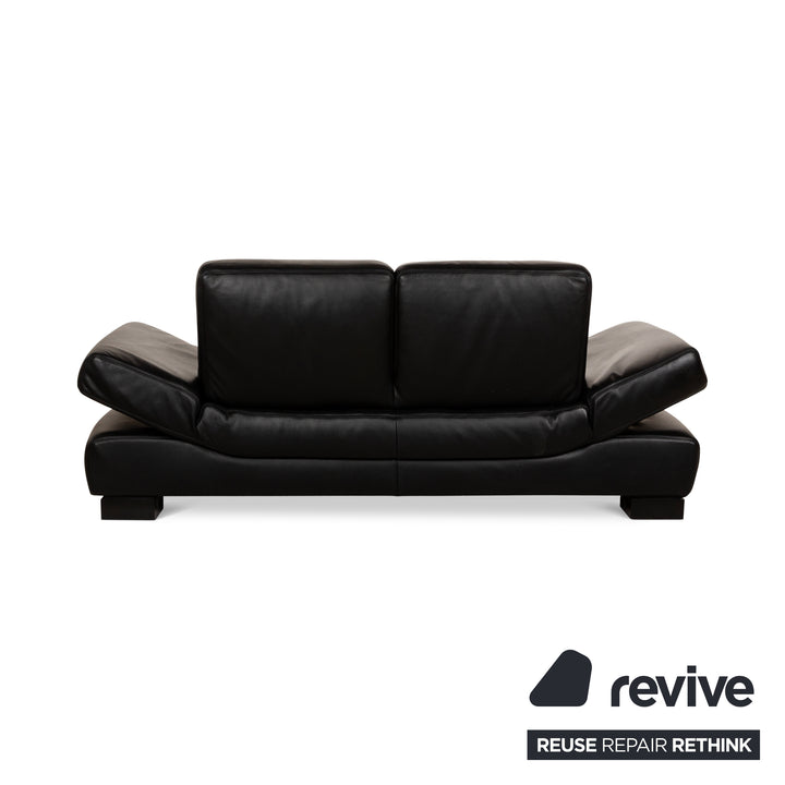 Koinor Leather Three Seater Black Manual Function Sofa Couch