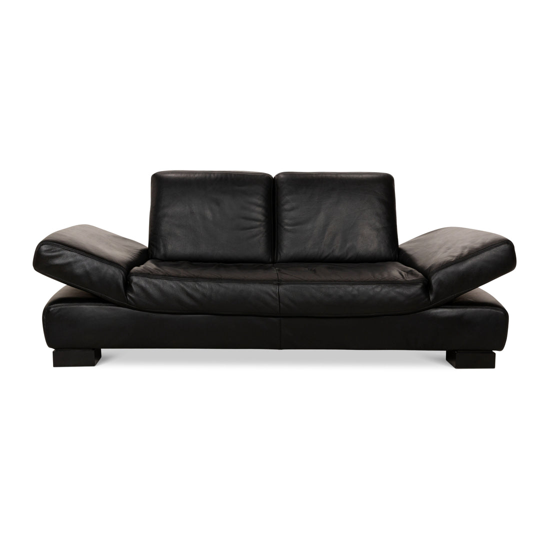 Koinor Leather Three Seater Black Manual Function Sofa Couch