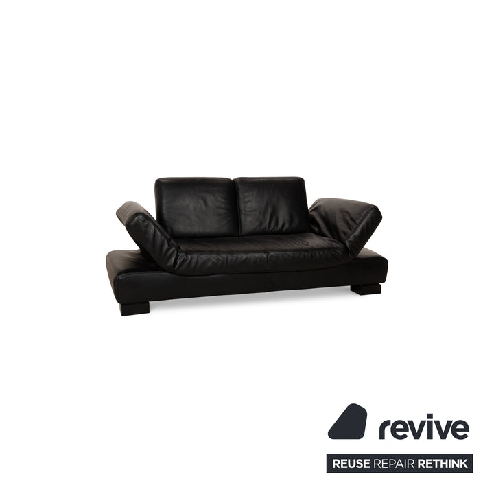 Koinor Leather Three Seater Black Manual Function Sofa Couch