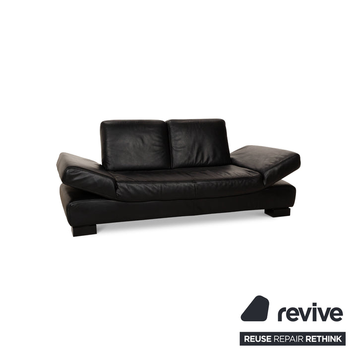 Koinor Leather Three Seater Black Manual Function Sofa Couch