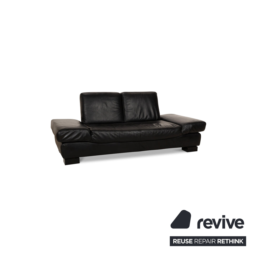 Koinor Leather Three Seater Black Manual Function Sofa Couch