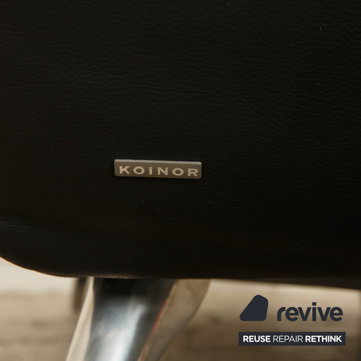 Koinor Leather Three Seater Black Manual Function Sofa Couch