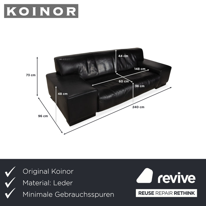 Koinor Leder Dreisitzer Schwarz Sofa Couch