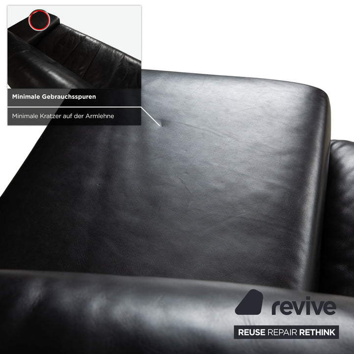 Koinor Leder Dreisitzer Schwarz Sofa Couch