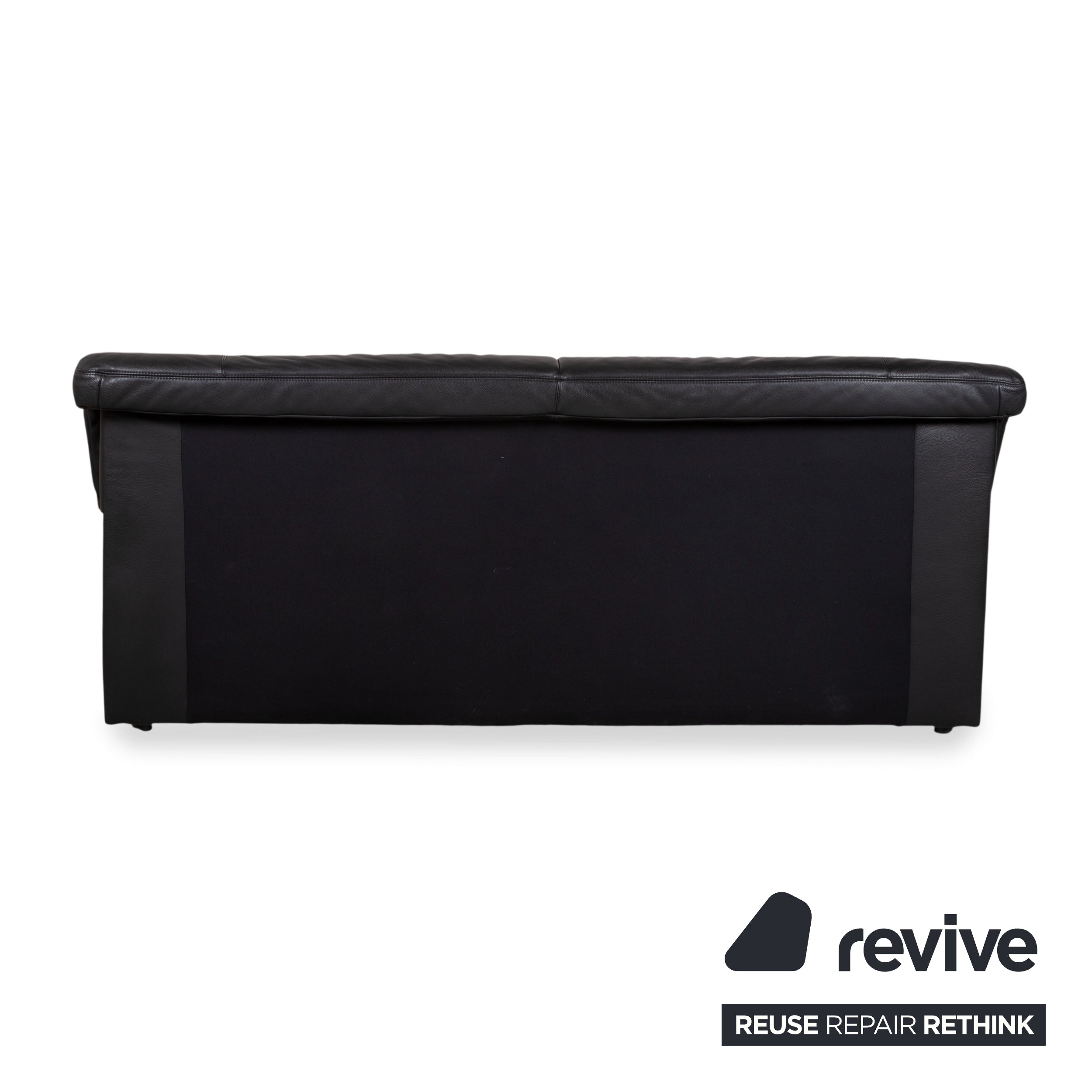 Koinor Leather Three-Seater Black Sofa Couch