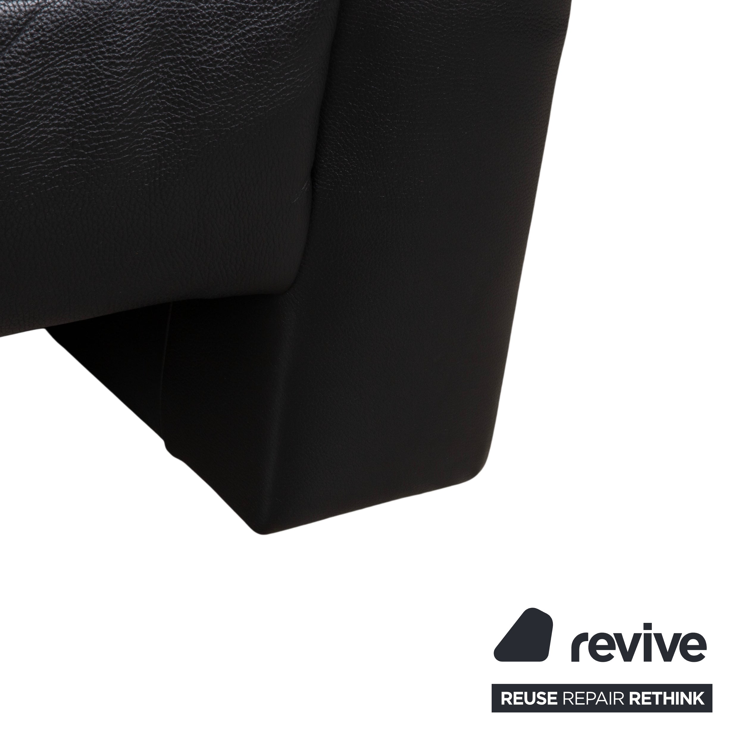 Koinor Leather Three-Seater Black Sofa Couch