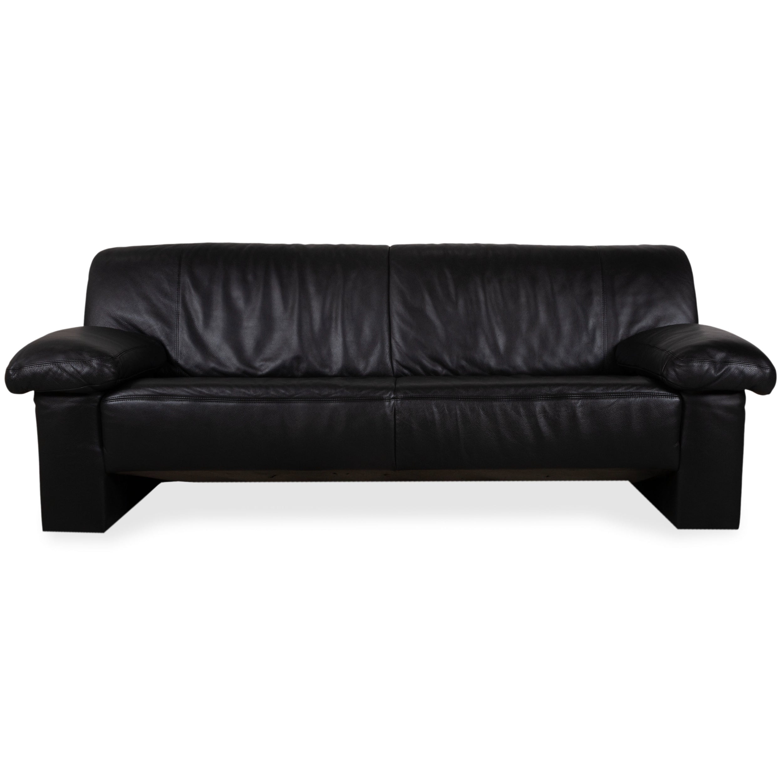 Koinor Leather Three-Seater Black Sofa Couch