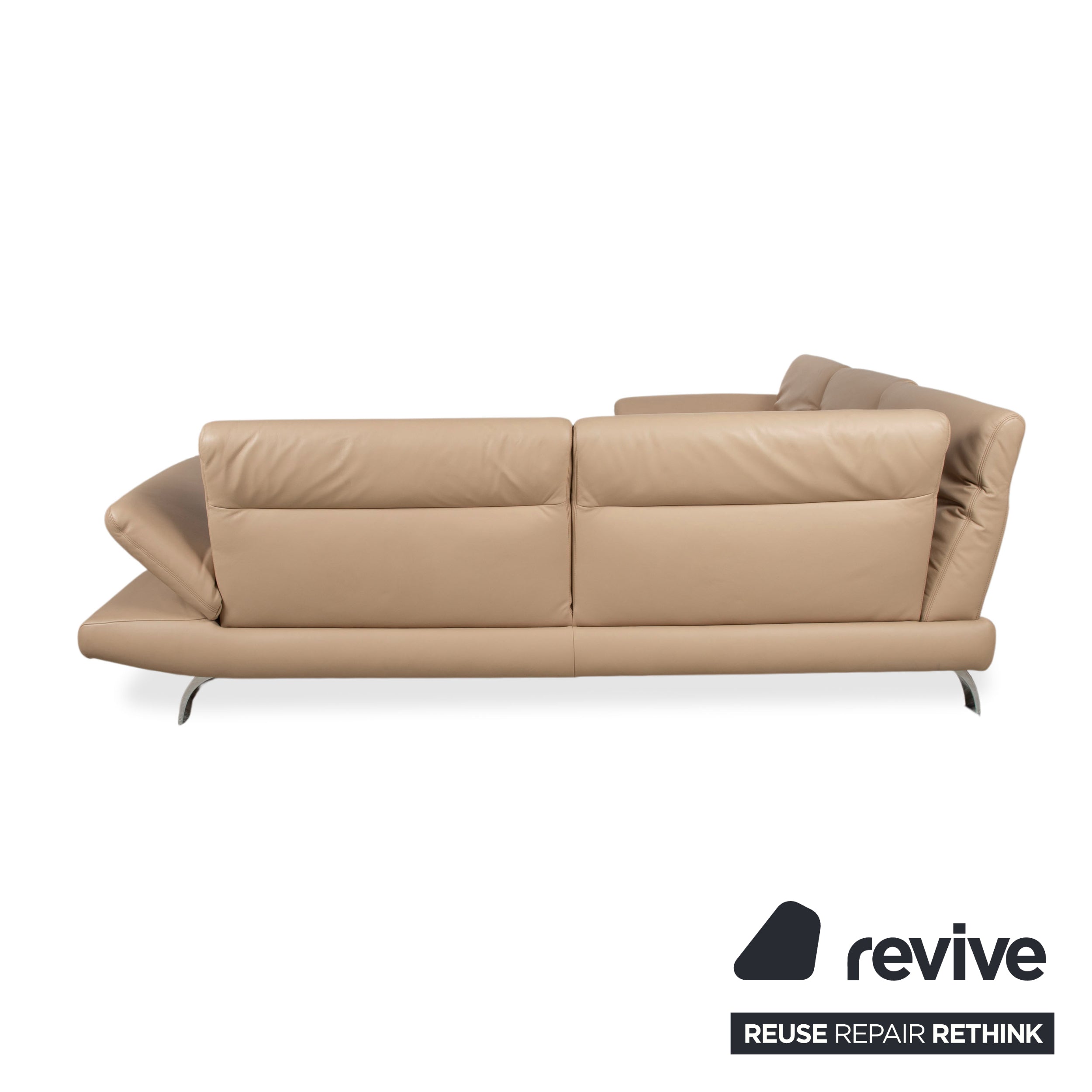 Koinor Leder Ecksofa Creme Beige manuelle Funktion Sofa Couch