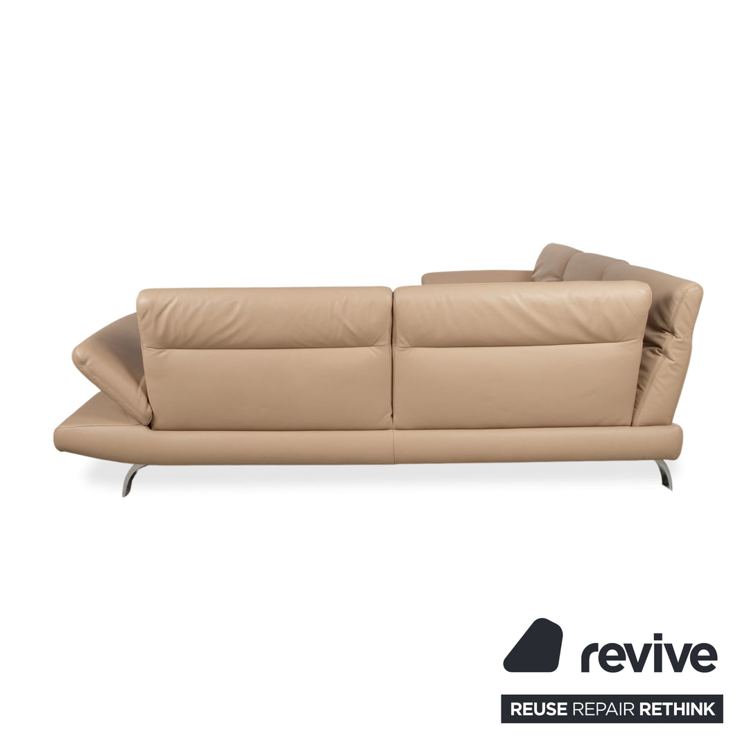 Koinor Leder Ecksofa Creme Beige manuelle Funktion Sofa Couch