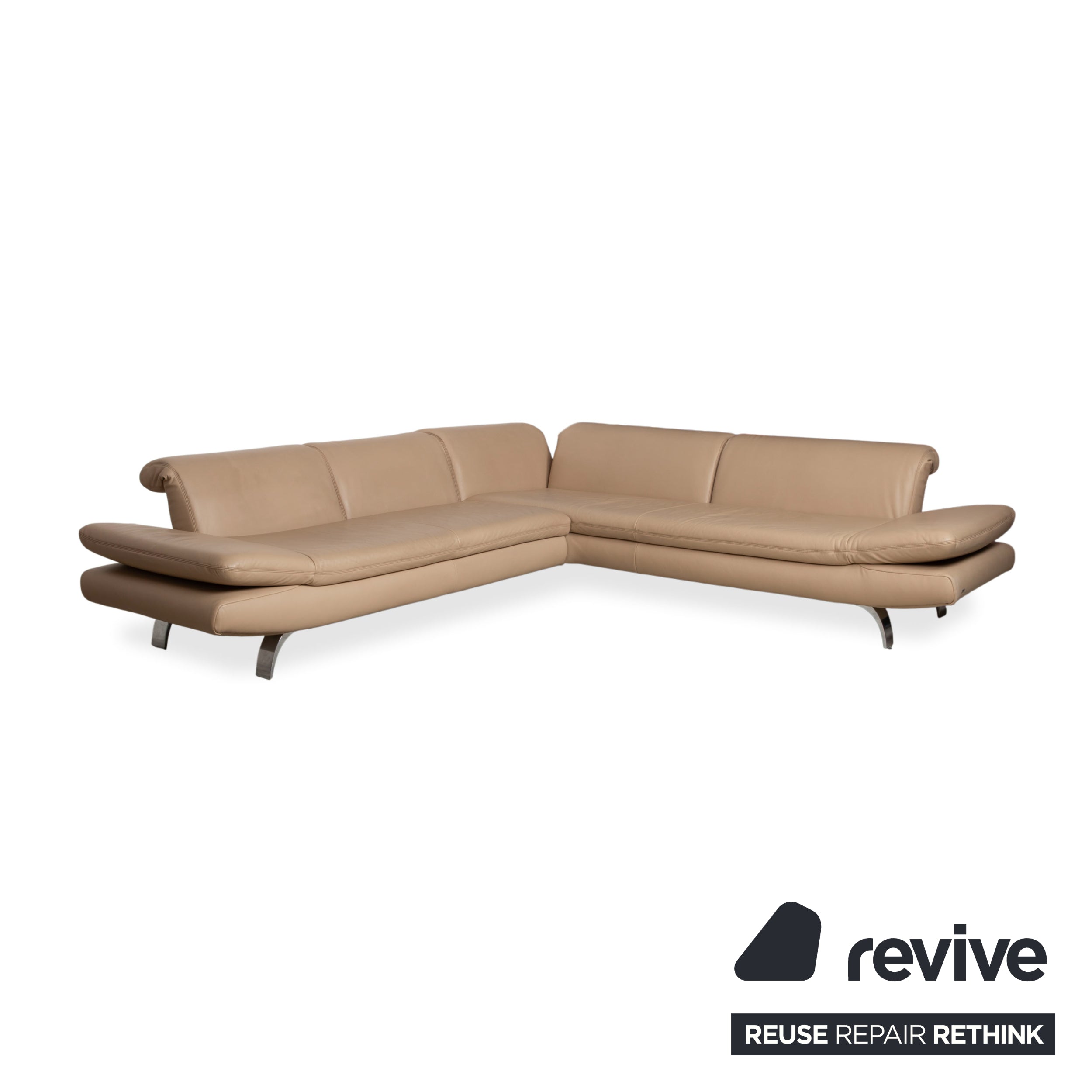 Koinor Leder Ecksofa Creme Beige manuelle Funktion Sofa Couch