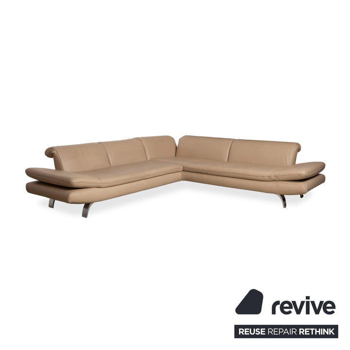 Koinor Leder Ecksofa Creme Beige manuelle Funktion Sofa Couch