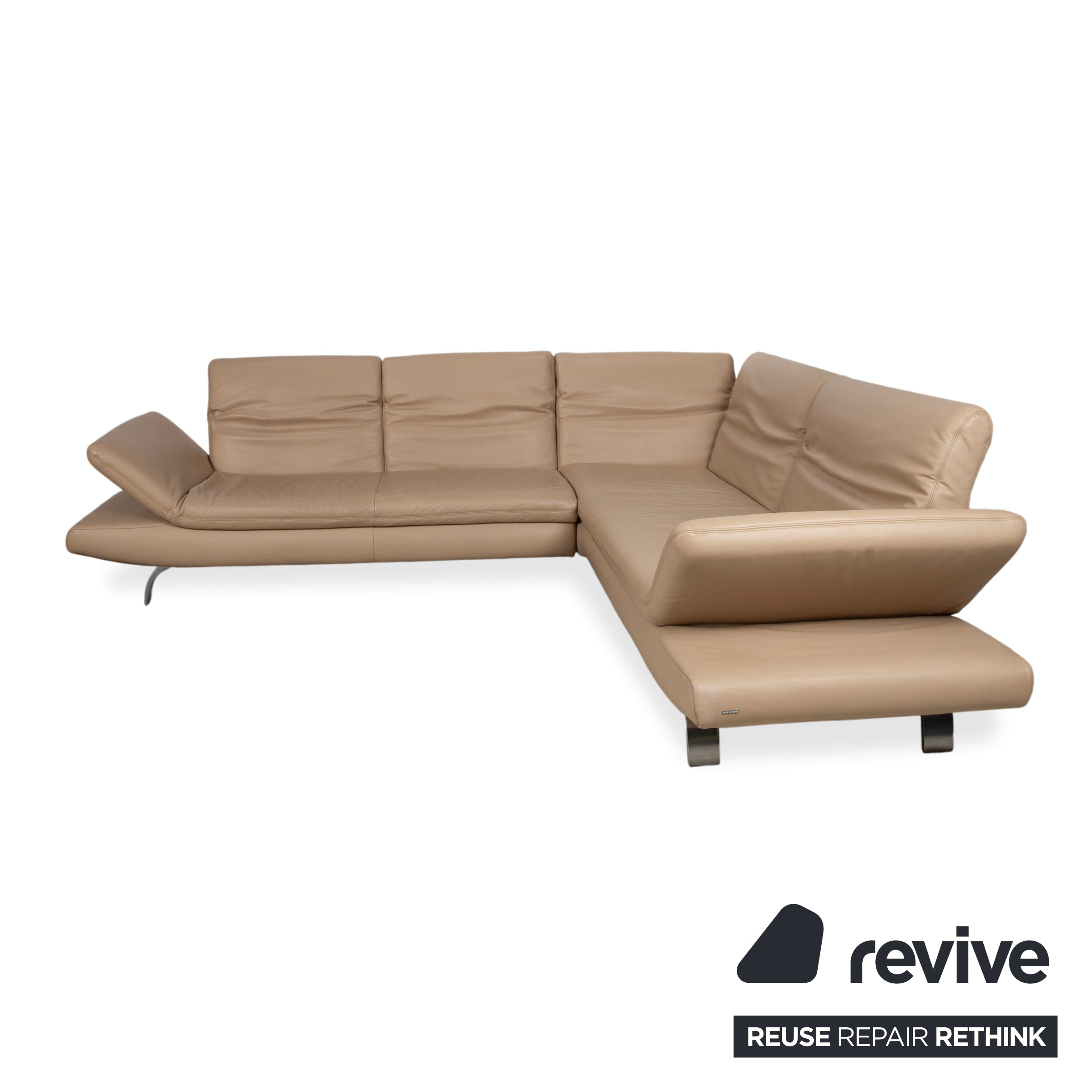 Koinor Leder Ecksofa Creme Beige manuelle Funktion Sofa Couch