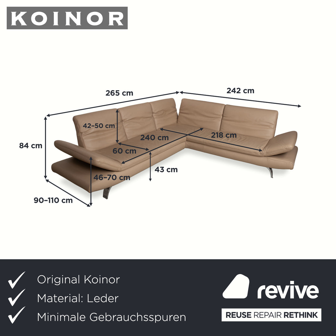 Koinor Leder Ecksofa Creme Beige manuelle Funktion Sofa Couch
